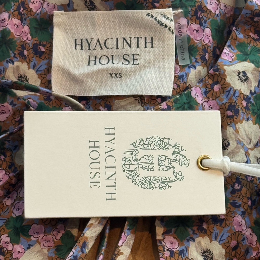 Hyacinth House Floral Puff Sleeve Blouse Cotton Lined XXS NWT Tuckernuck - Picture 6 of 8